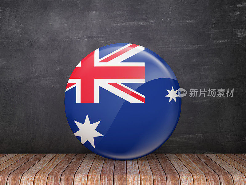 澳大利亚国旗按钮- 3D渲染